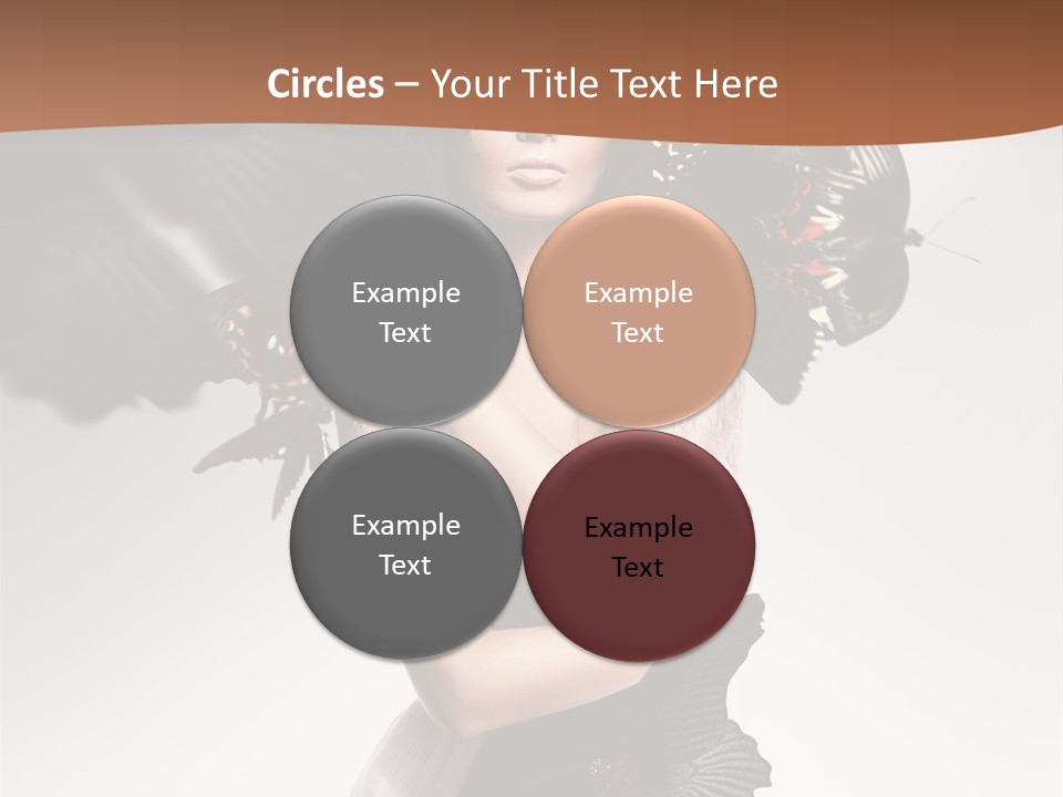 A Woman In A Black Dress With Butterflies On Her Head PowerPoint Template