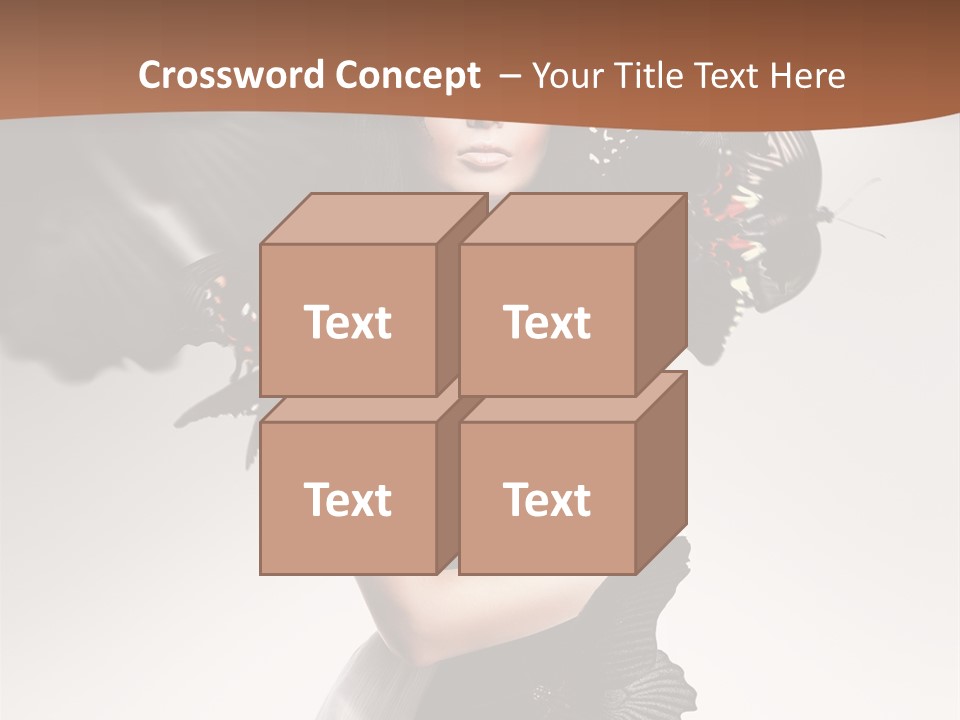 A Woman In A Black Dress With Butterflies On Her Head PowerPoint Template