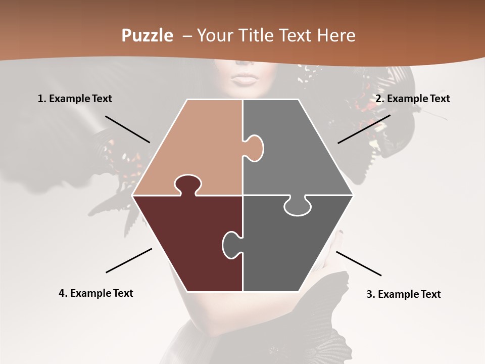 A Woman In A Black Dress With Butterflies On Her Head PowerPoint Template