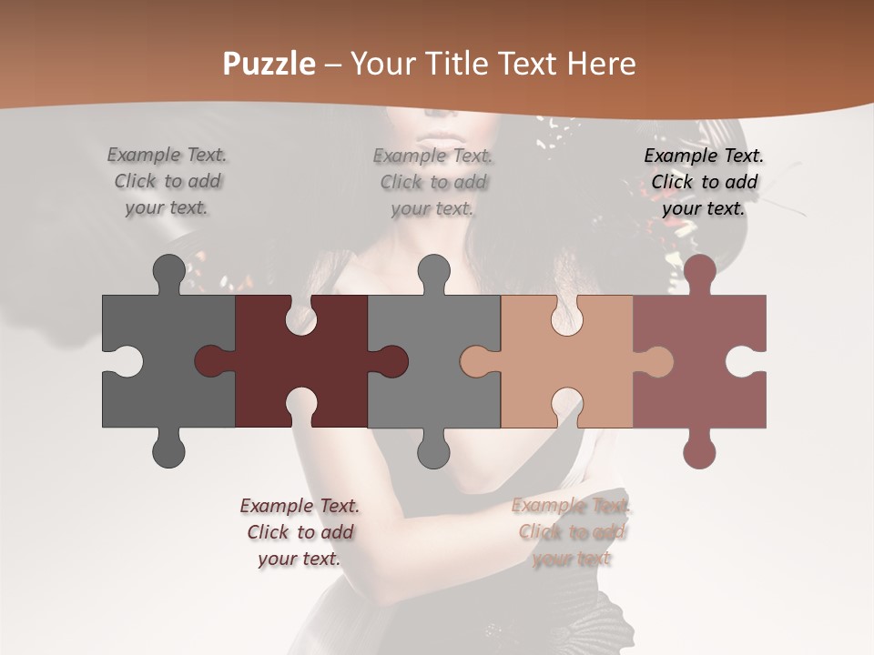 A Woman In A Black Dress With Butterflies On Her Head PowerPoint Template