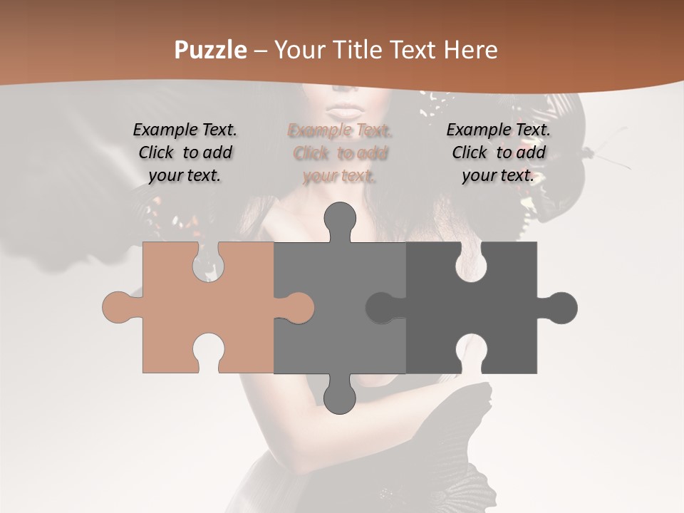 A Woman In A Black Dress With Butterflies On Her Head PowerPoint Template