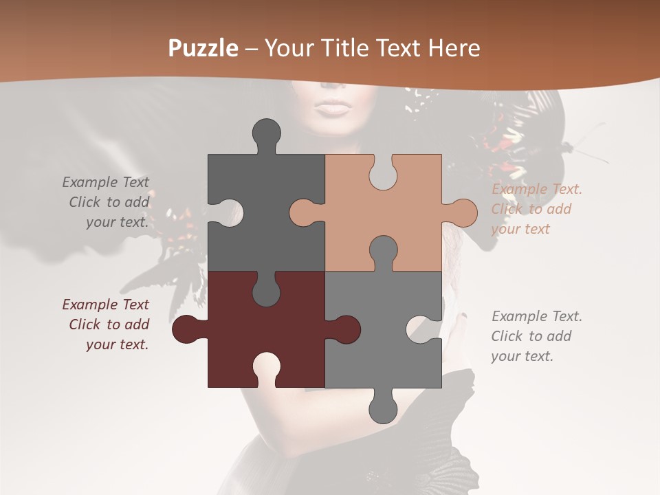 A Woman In A Black Dress With Butterflies On Her Head PowerPoint Template