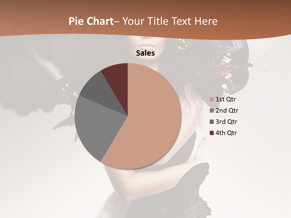 A Woman In A Black Dress With Butterflies On Her Head PowerPoint Template