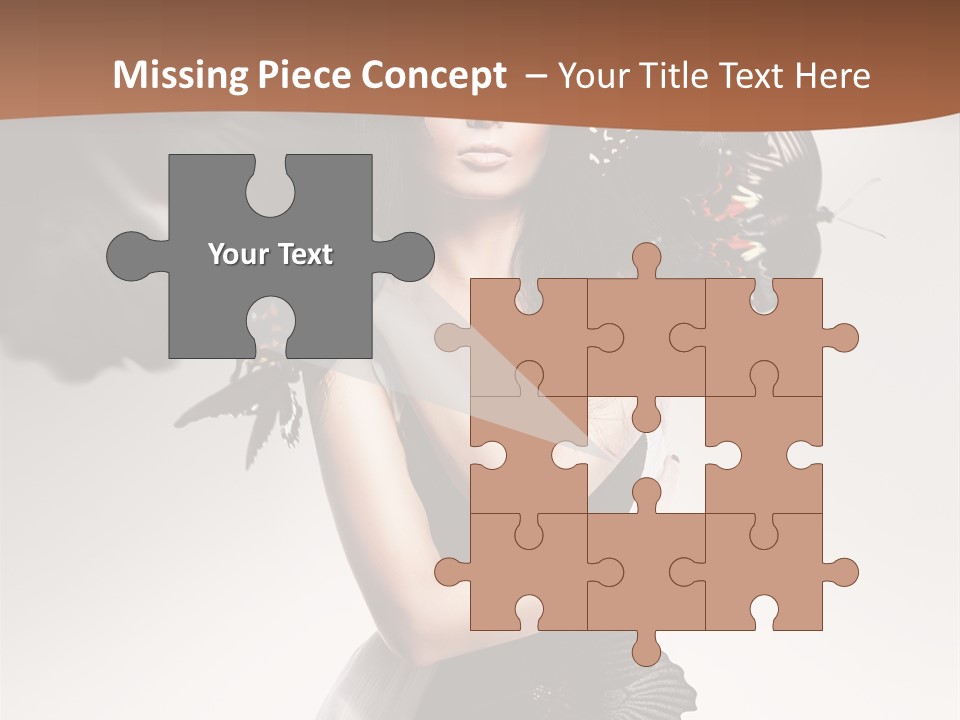 A Woman In A Black Dress With Butterflies On Her Head PowerPoint Template