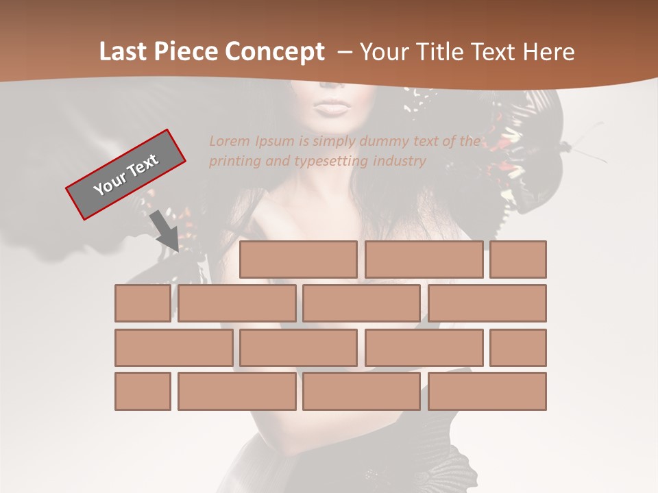 A Woman In A Black Dress With Butterflies On Her Head PowerPoint Template