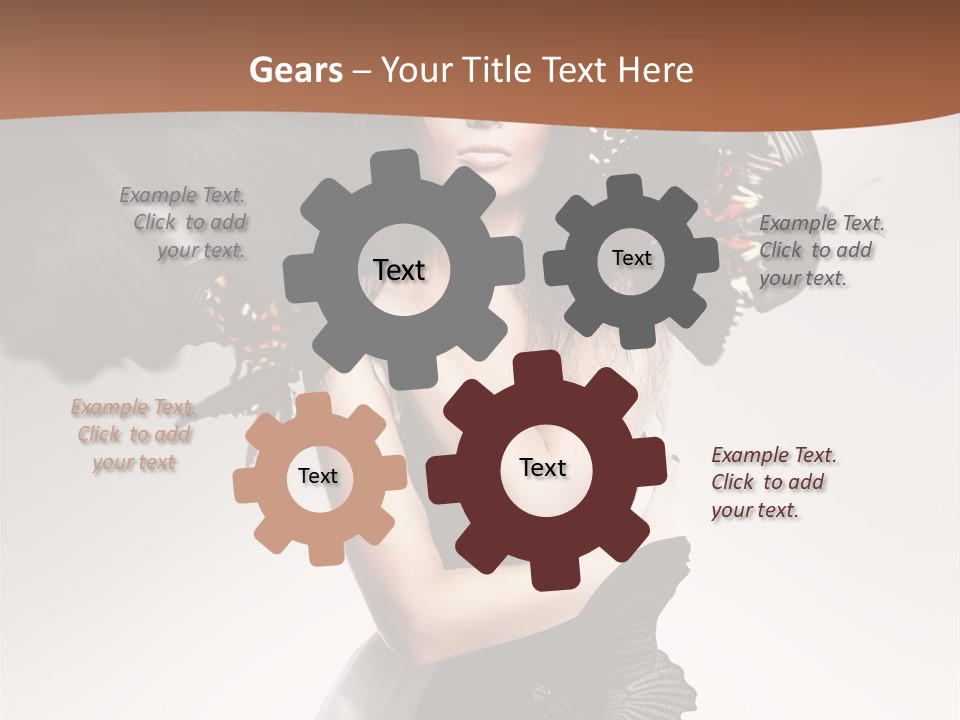 A Woman In A Black Dress With Butterflies On Her Head PowerPoint Template