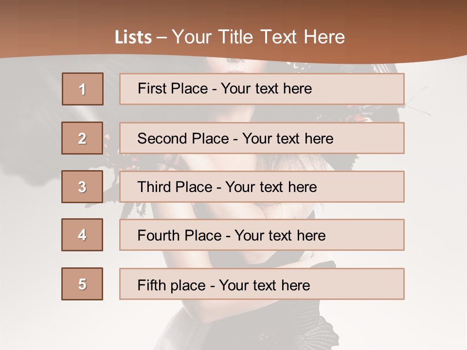 A Woman In A Black Dress With Butterflies On Her Head PowerPoint Template