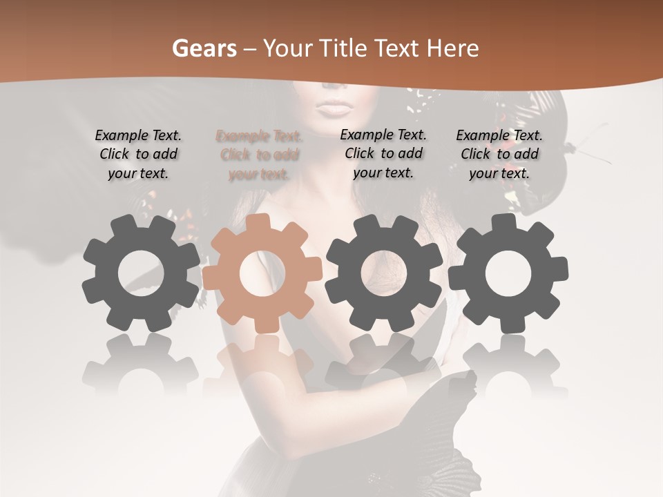 A Woman In A Black Dress With Butterflies On Her Head PowerPoint Template