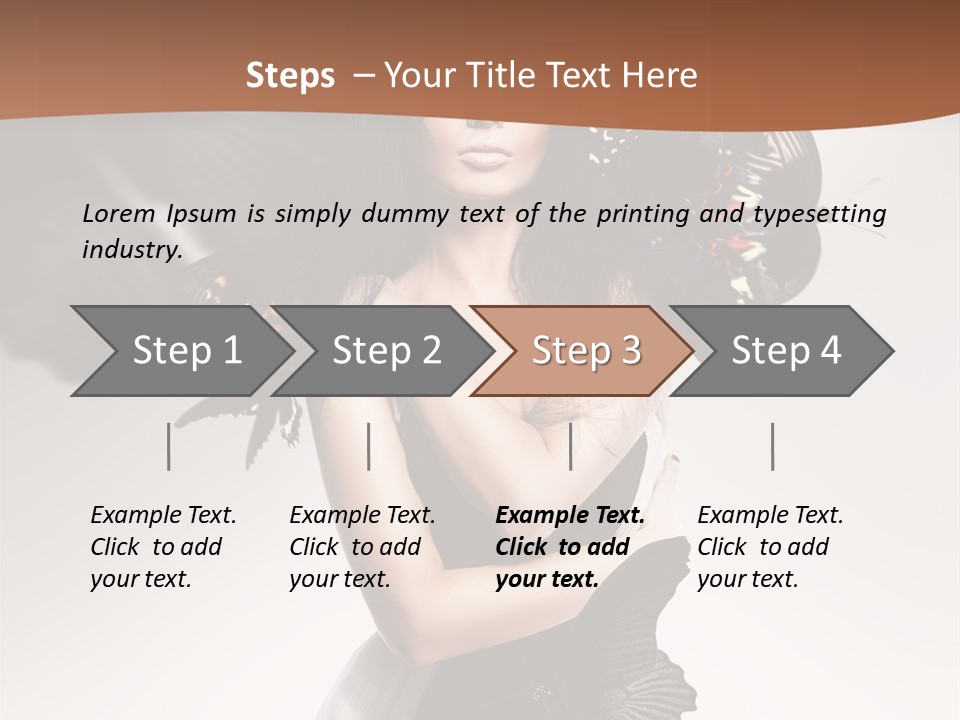 A Woman In A Black Dress With Butterflies On Her Head PowerPoint Template