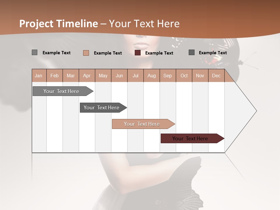 A Woman In A Black Dress With Butterflies On Her Head PowerPoint Template