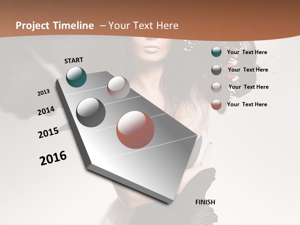 A Woman In A Black Dress With Butterflies On Her Head PowerPoint Template