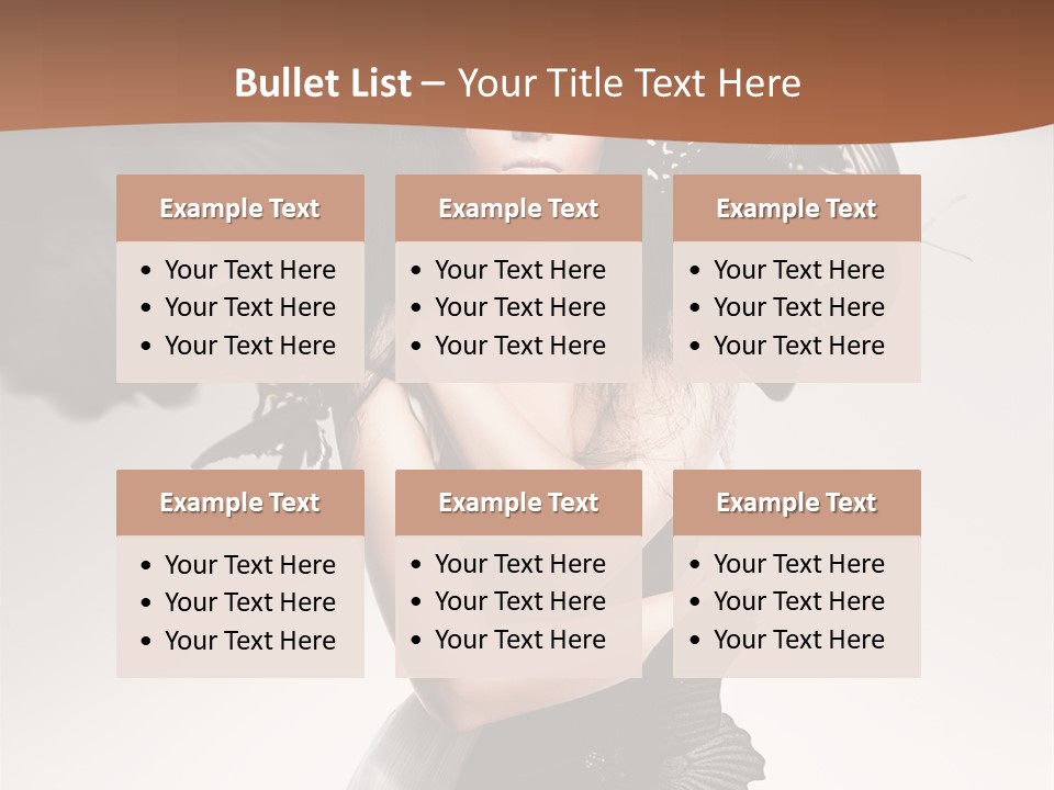 A Woman In A Black Dress With Butterflies On Her Head PowerPoint Template