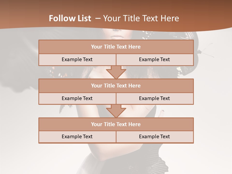 A Woman In A Black Dress With Butterflies On Her Head PowerPoint Template