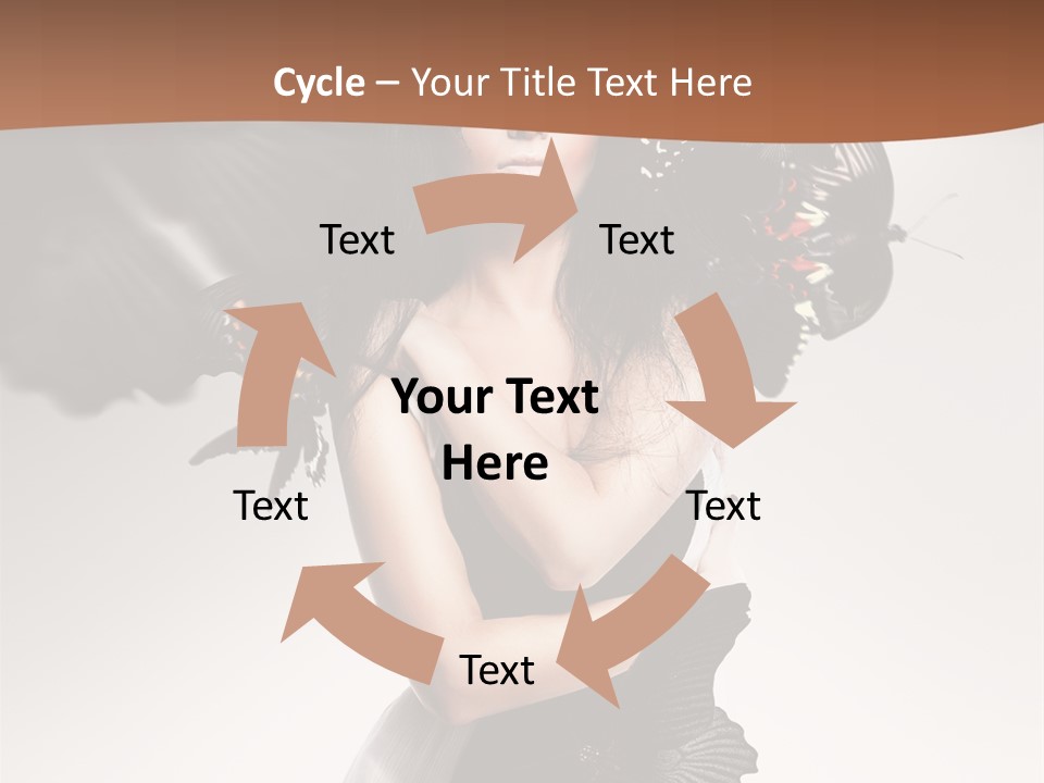 A Woman In A Black Dress With Butterflies On Her Head PowerPoint Template