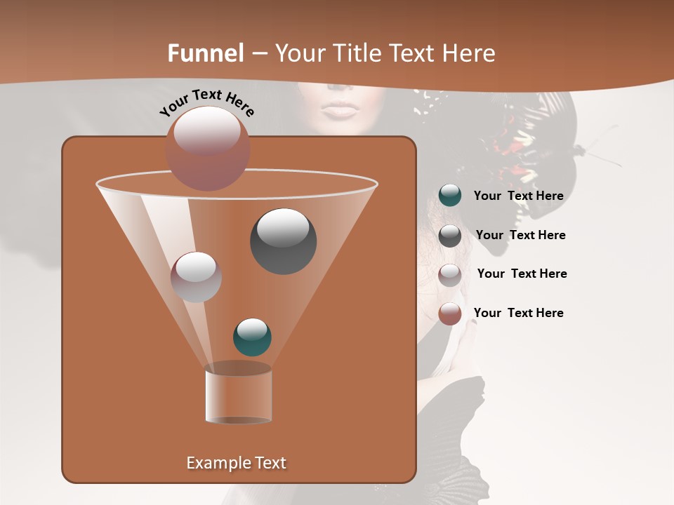 A Woman In A Black Dress With Butterflies On Her Head PowerPoint Template