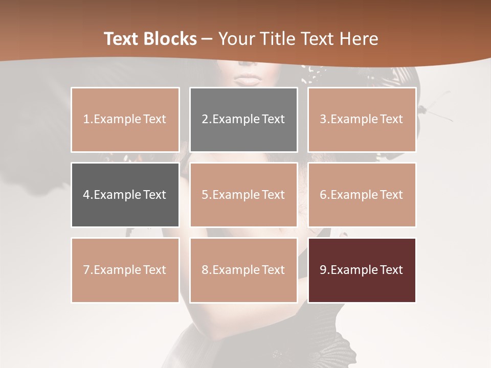 A Woman In A Black Dress With Butterflies On Her Head PowerPoint Template