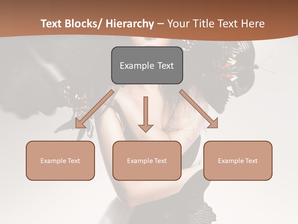 A Woman In A Black Dress With Butterflies On Her Head PowerPoint Template