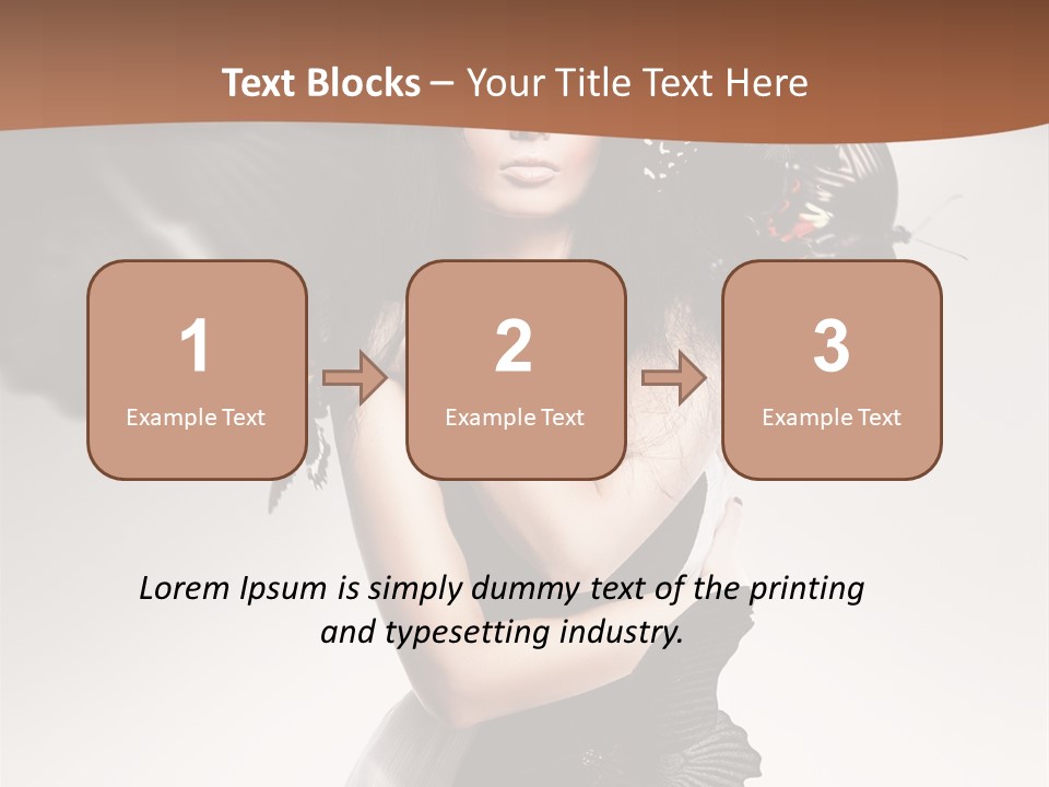 A Woman In A Black Dress With Butterflies On Her Head PowerPoint Template