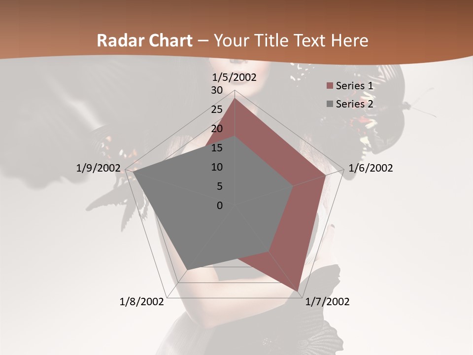 A Woman In A Black Dress With Butterflies On Her Head PowerPoint Template