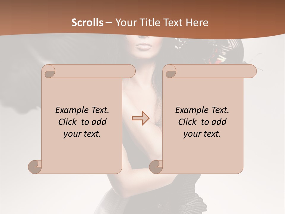 A Woman In A Black Dress With Butterflies On Her Head PowerPoint Template