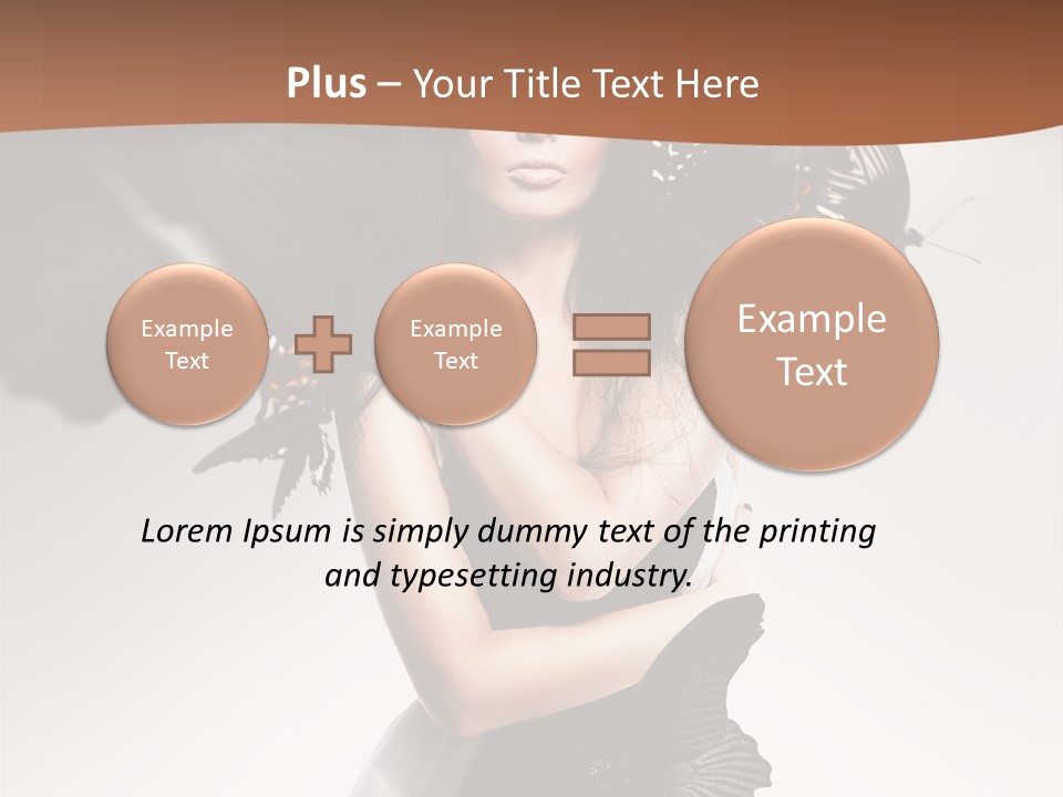 A Woman In A Black Dress With Butterflies On Her Head PowerPoint Template