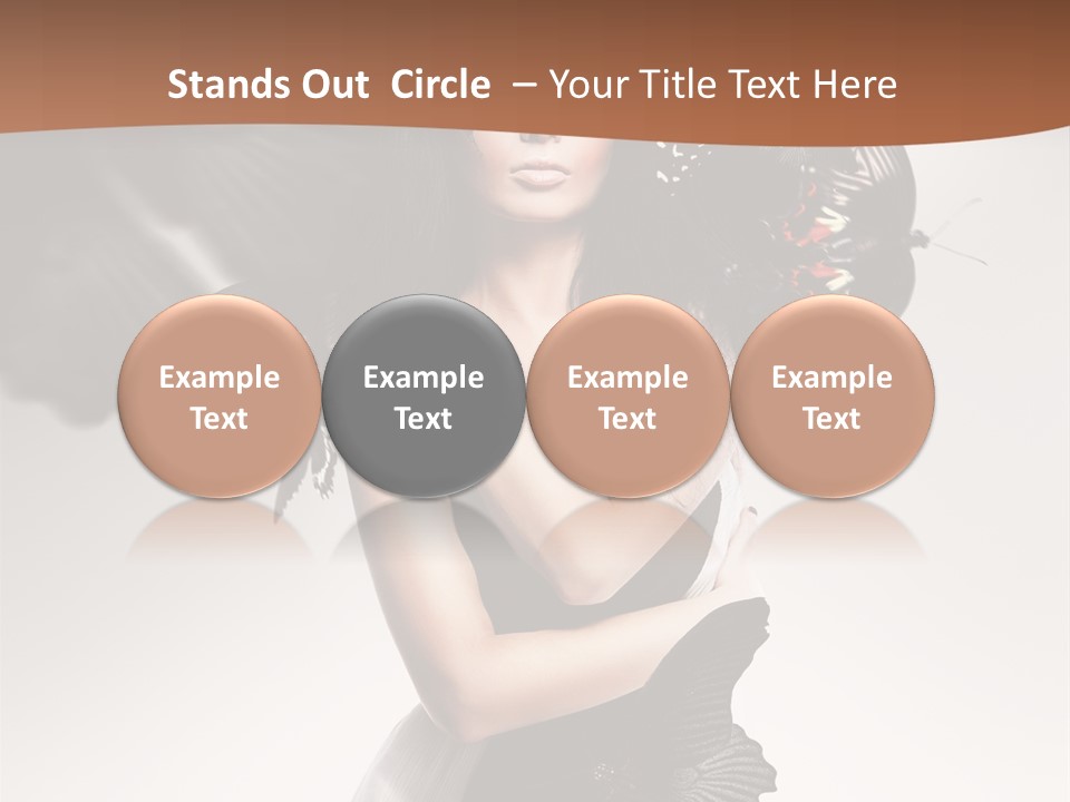 A Woman In A Black Dress With Butterflies On Her Head PowerPoint Template