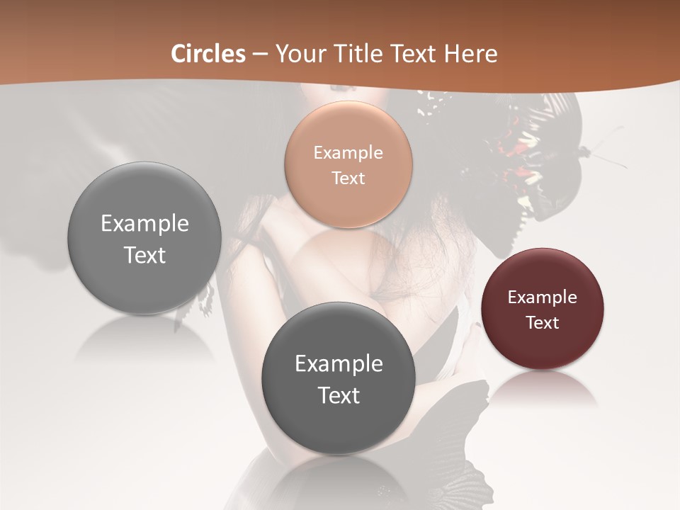 A Woman In A Black Dress With Butterflies On Her Head PowerPoint Template