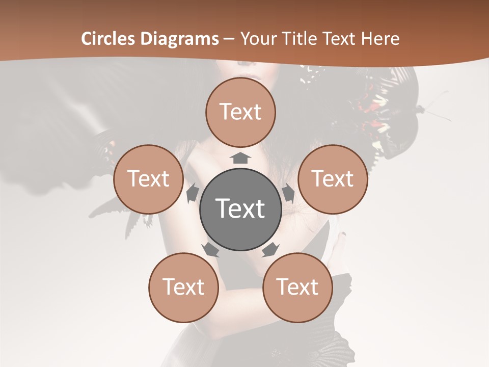 A Woman In A Black Dress With Butterflies On Her Head PowerPoint Template