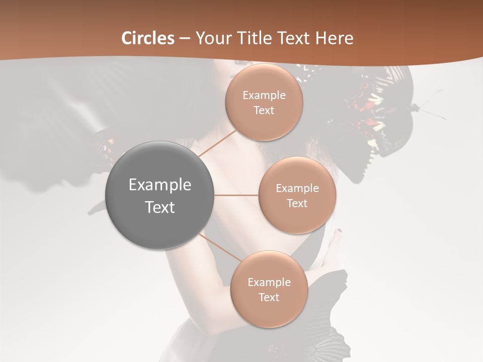 A Woman In A Black Dress With Butterflies On Her Head PowerPoint Template