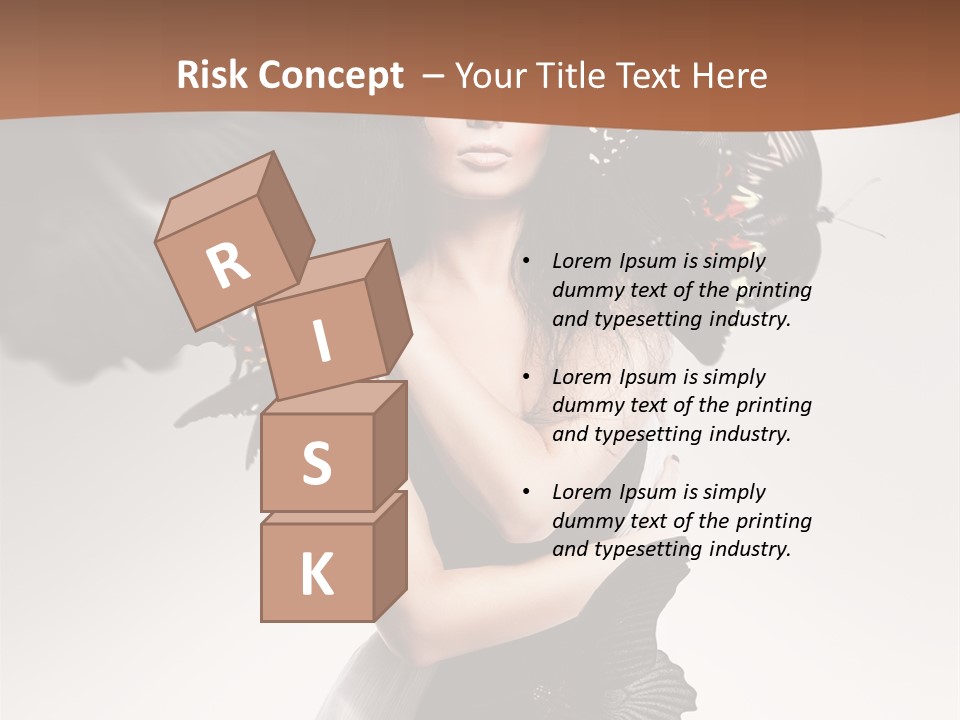 A Woman In A Black Dress With Butterflies On Her Head PowerPoint Template