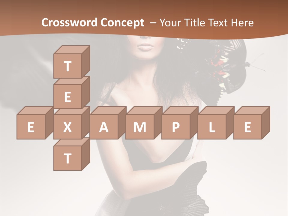 A Woman In A Black Dress With Butterflies On Her Head PowerPoint Template