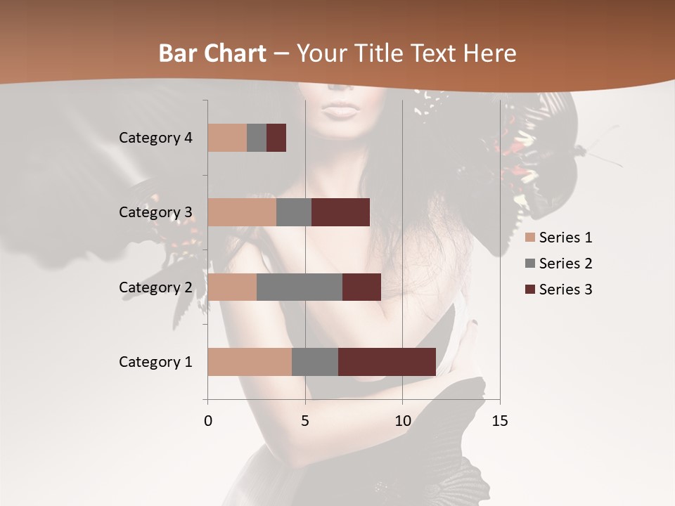 A Woman In A Black Dress With Butterflies On Her Head PowerPoint Template