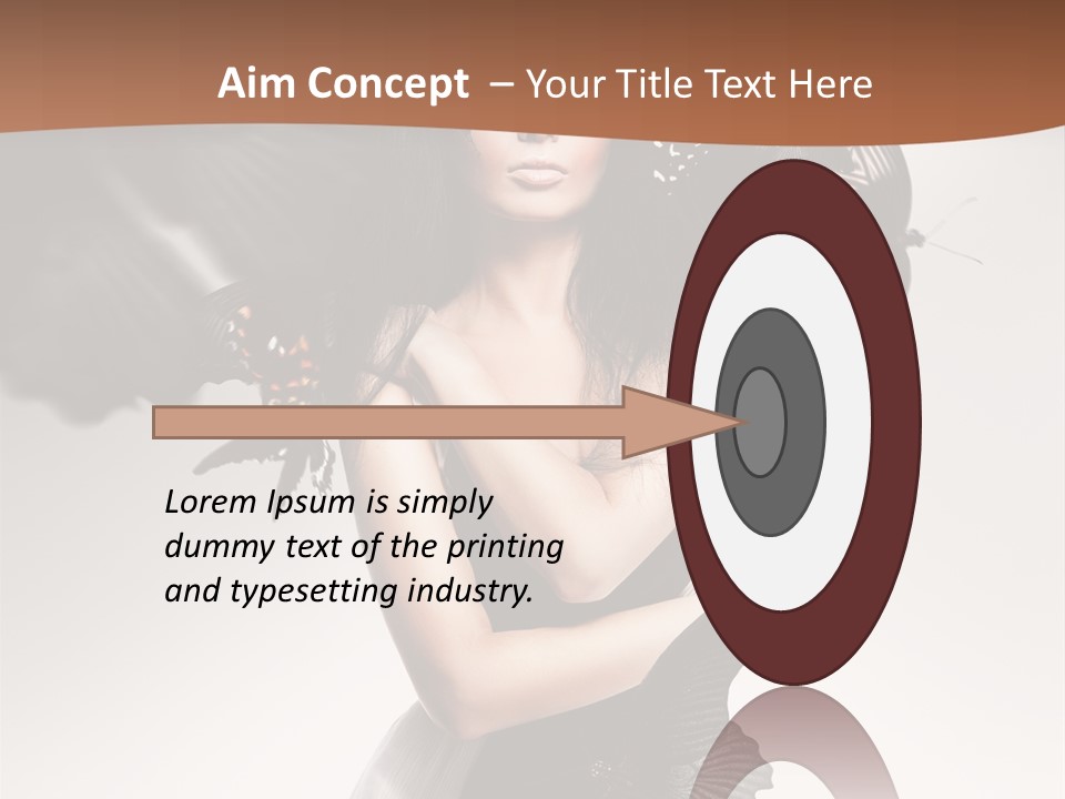 A Woman In A Black Dress With Butterflies On Her Head PowerPoint Template