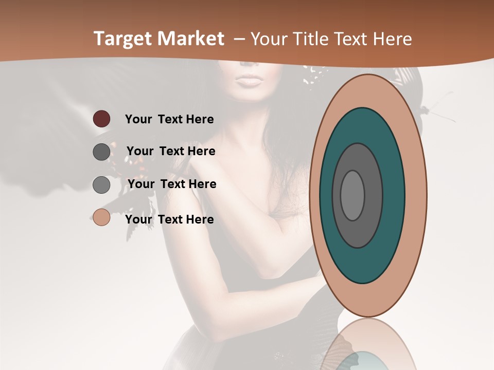 A Woman In A Black Dress With Butterflies On Her Head PowerPoint Template