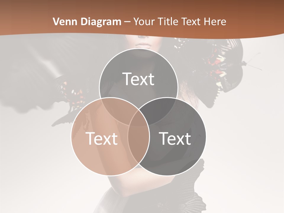 A Woman In A Black Dress With Butterflies On Her Head PowerPoint Template