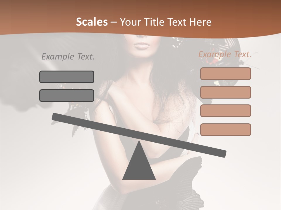 A Woman In A Black Dress With Butterflies On Her Head PowerPoint Template