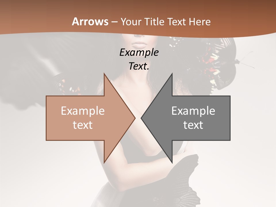 A Woman In A Black Dress With Butterflies On Her Head PowerPoint Template