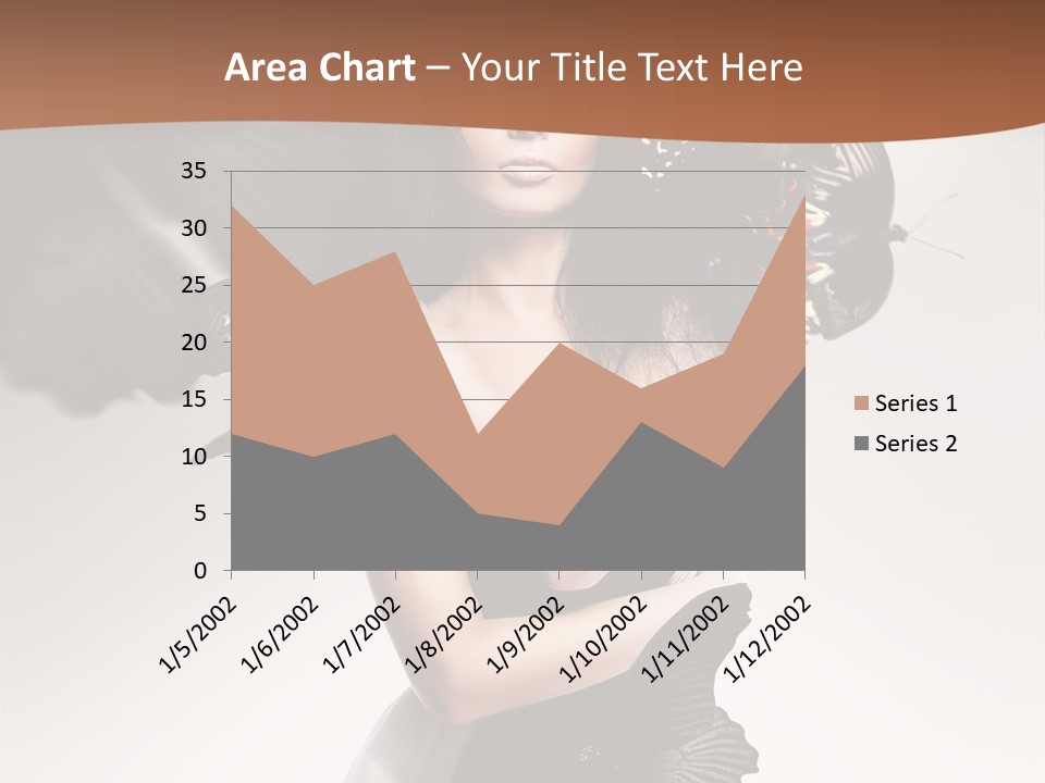 A Woman In A Black Dress With Butterflies On Her Head PowerPoint Template