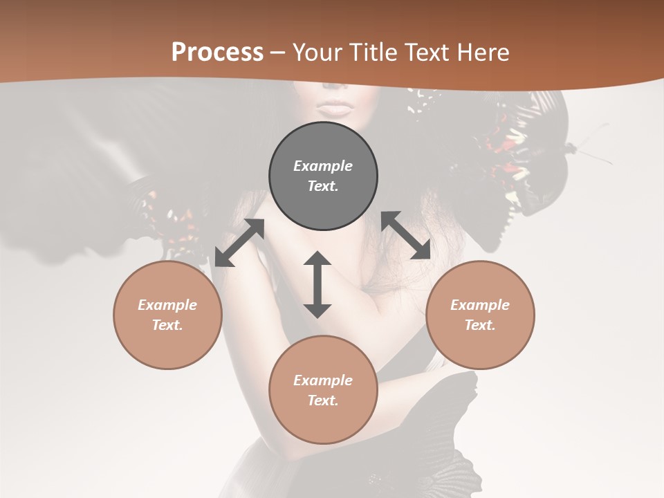 A Woman In A Black Dress With Butterflies On Her Head PowerPoint Template