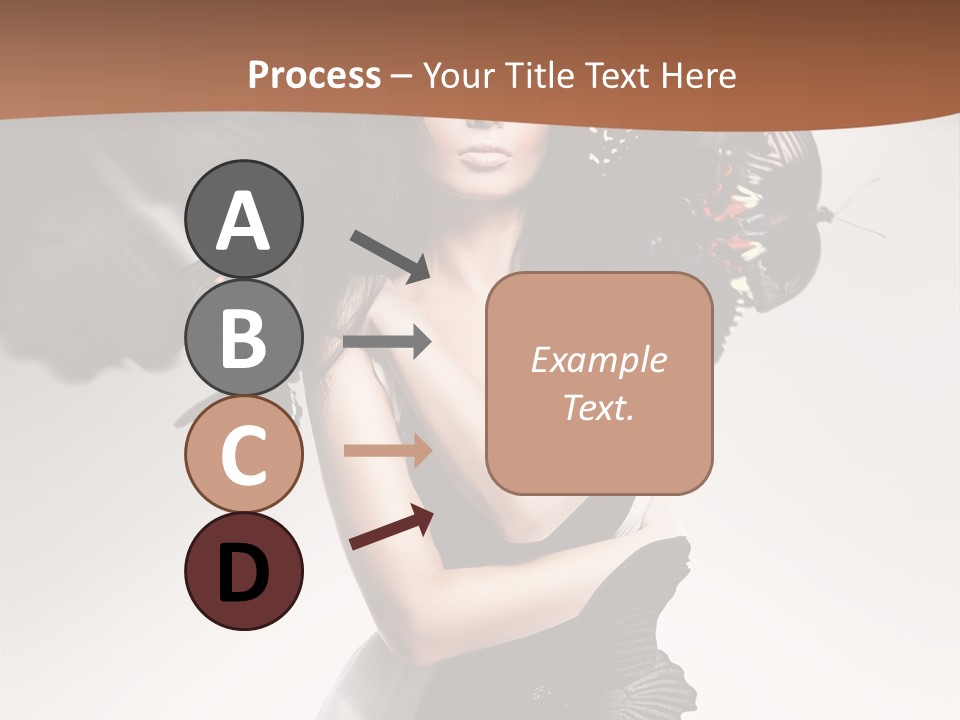 A Woman In A Black Dress With Butterflies On Her Head PowerPoint Template