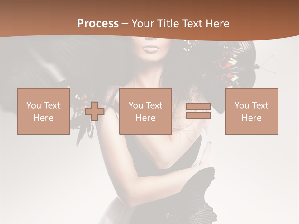 A Woman In A Black Dress With Butterflies On Her Head PowerPoint Template