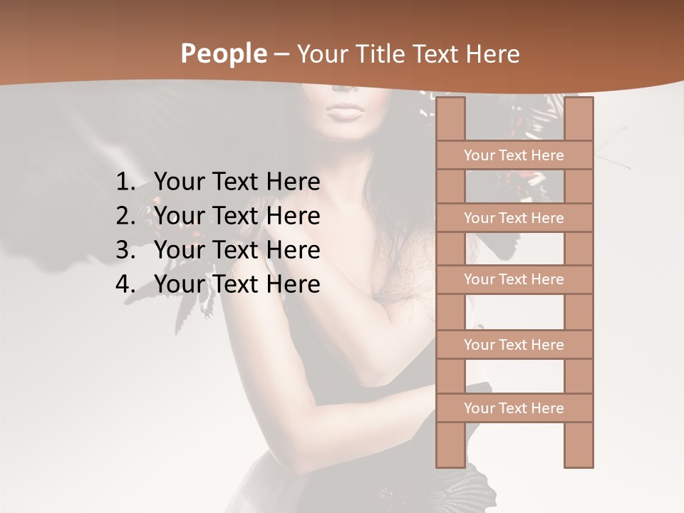 A Woman In A Black Dress With Butterflies On Her Head PowerPoint Template