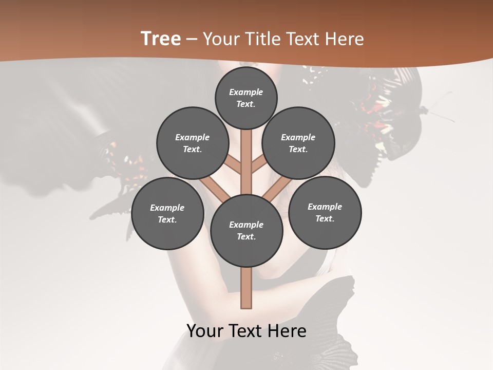 A Woman In A Black Dress With Butterflies On Her Head PowerPoint Template