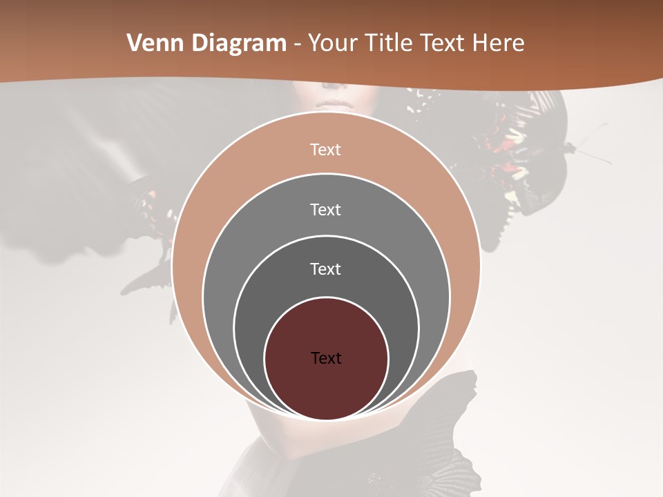 A Woman In A Black Dress With Butterflies On Her Head PowerPoint Template