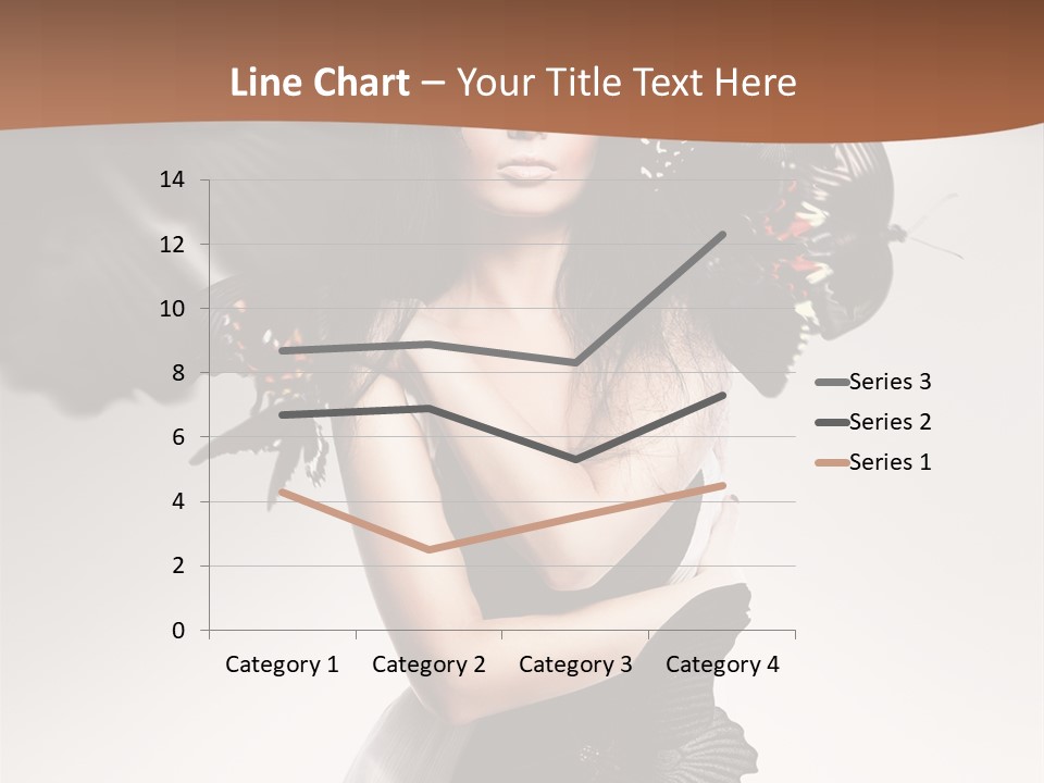 A Woman In A Black Dress With Butterflies On Her Head PowerPoint Template