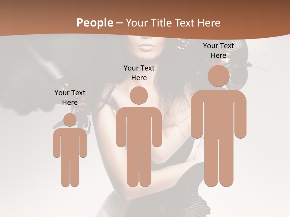 A Woman In A Black Dress With Butterflies On Her Head PowerPoint Template