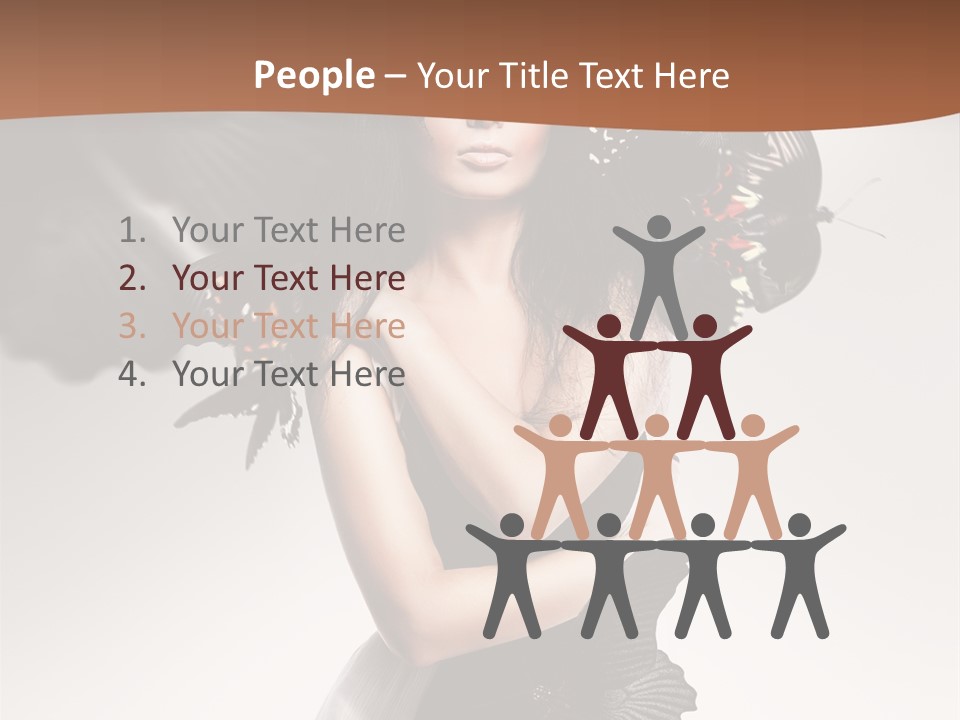 A Woman In A Black Dress With Butterflies On Her Head PowerPoint Template