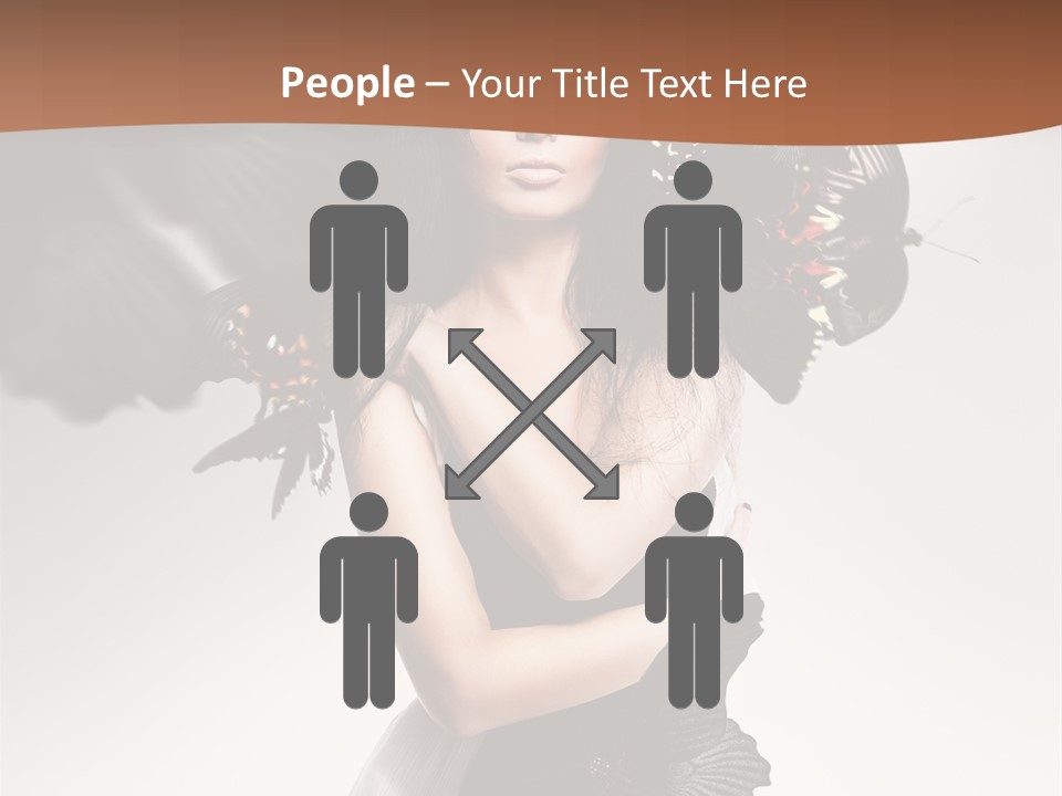 A Woman In A Black Dress With Butterflies On Her Head PowerPoint Template