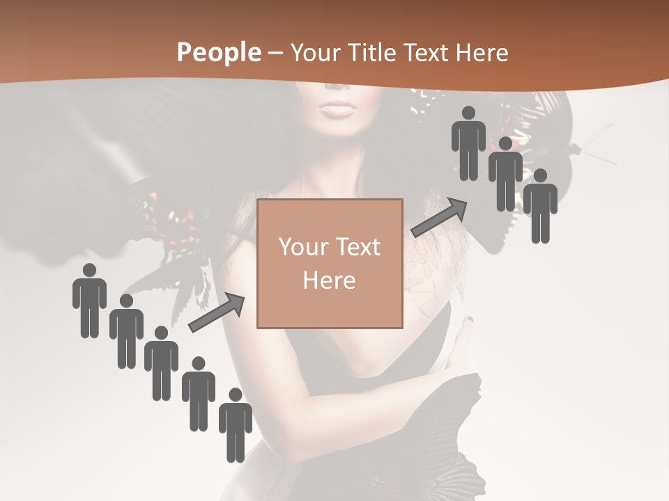 A Woman In A Black Dress With Butterflies On Her Head PowerPoint Template