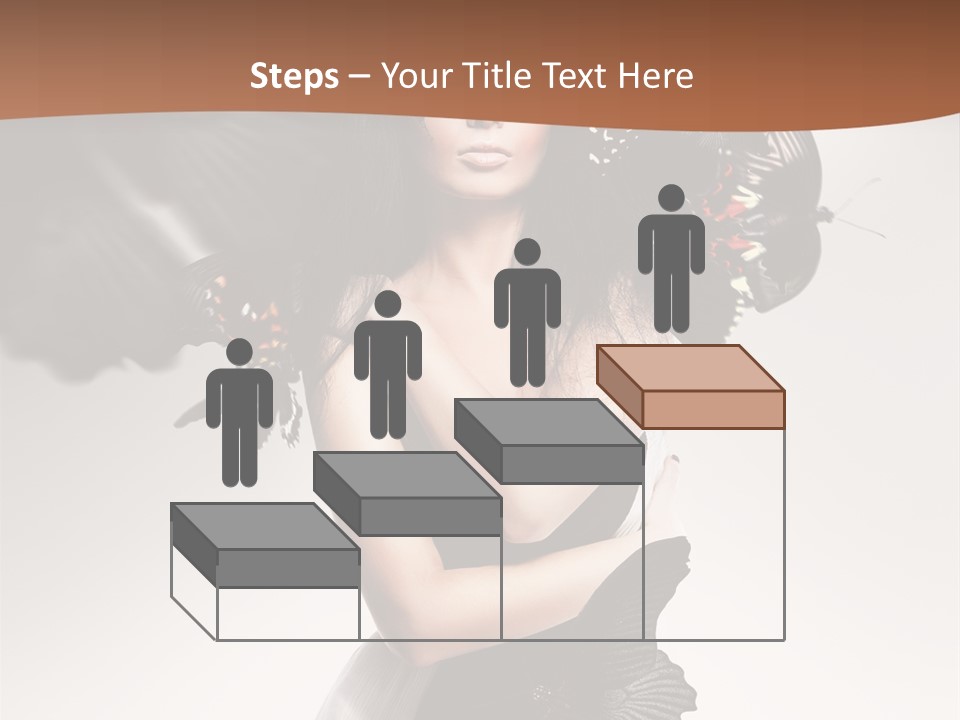 A Woman In A Black Dress With Butterflies On Her Head PowerPoint Template